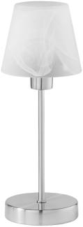 Tischleuchte LUIS II, Glasschirm Weiß Sockel Silber - Touchfunktion, Ø12cm