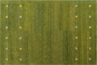 Gabbeh Teppich Wolle grün 200 x 300 cm Tiermuster Hochflor YULAFI