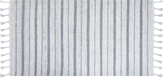 Outdoor Teppich cremeweiß grau 80 x 150 cm Streifenmuster Kurzflor BADEMLI