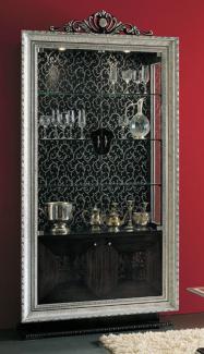 Casa Padrino Luxus Barock Vitrine Schwarz / Silber - Prunkvoller Barock Vitrinenschrank mit 4 Türen - Barock Wohnzimmer & Hotel Möbel - Erstklassische Qualität - Made in Italy