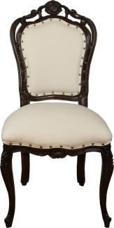 Casa Padrino Luxus Barock Esszimmer Stuhl in leicht Creme/Braun - Hotel Barock Stuhl - Luxus Qualität