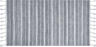 Outdoor Teppich hellgrau weiß 80 x 150 cm Streifenmuster Kurzflor BADEMLI