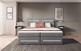 Boxspringbett Lara mit Stauraum und LED (Samt) 180x200 Grau H4