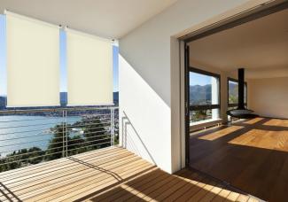 Sonnen-schutz Außen-rollo Balkon-rollo B: 140 x L: 230 cm beige creme Balkon-sicht-schutz 1 Stück