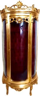 Casa Padrino Barock Vitrine Gold / Bordeaux - Vitrinenschrank - Wohnzimmerschrank Glasvitrine - Antik Look Glas Schrank