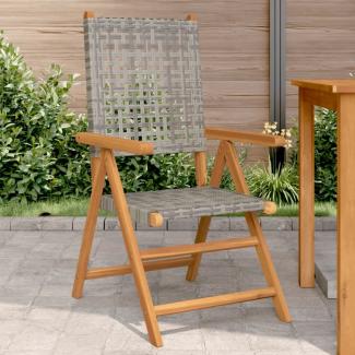 vidaXL Gartenstühle 2 Stk. Grau Massivholz Akazie und Poly Rattan