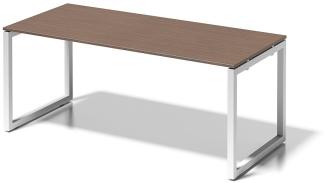 Cito Schreibtisch, 740 mm höhenfixes O-Gestell, H 19 x B 1800 x T 800 mm, Dekor nußbaum, Gestell verkehrsweiß