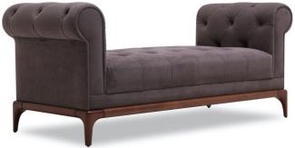 Casa Padrino Luxus Chesterfield Sitzbank Lila / Braun 175 x 58 x H. 67 cm - Moderne gepolsterte Massivholz Bank mit edlem Samtstoff - Luxus Qualität