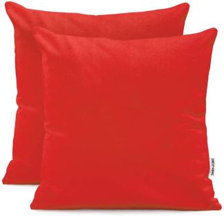 DecoKing 2 Kissenbezüge 80x80 cm Jersey Baumwolle Reißverschluss rot Amber
