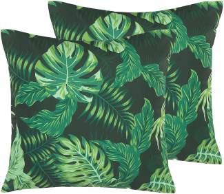 Gartenkissen mit Palmenmotiv grün 45 x 45 cm 2er Set FUNO