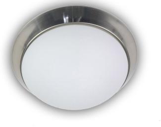 LED Deckenleuchte / Deckenschale, Opalglas matt, Dekorring Nickel matt, Ø 25cm