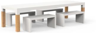One To Sit 5-teilige Sitzgruppe Base Borra Aluminium weiß RAL/Eiche 300x100 cm