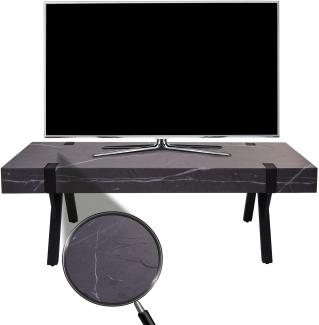 TV-Rack HWC-L54, Fernsehtisch Lowboard TV-Tisch, Metall 42x120x40cm ~ Marmor-Optik grau