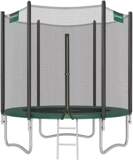 SONGMICS Trampolin mit Sicherheitsnetz, Leiter und gepolsterten Stangen, schwarz-grün, Ø 183 cm