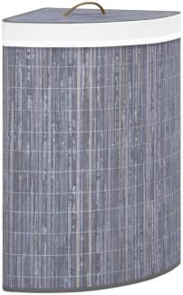 vidaXL Eck-Wäschekorb Bambus Grau 60 L