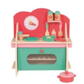 Mini-Küchenset aus Holz mit Zubehör, Spielküche, Holzkocher