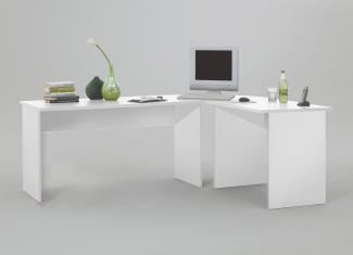 FMD Möbel - TILL - Schreibtisch- Winkelkombination - melaminharzbeschichtete Spanplatte - weiß - 205 x 76 x 65cm