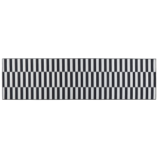 Teppich schwarz weiß 80 x 300 cm Streifenmuster Kurzflor PACODE