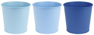 Rivanto® Blautöne Zink Blumentopf Ø 12 cm, für Terrasse, Balkon & Garten, farbig sortiert, Pflanztopf