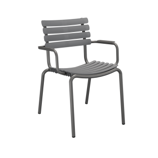 HOUE ReCLIPS Stuhl mit Armlehne Aluminiumgestell Aluminium Dark grey