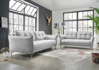 Sofa Set 3er + 2,5er Nanini von Benformato mit verstellbaren Armlehnen Mango Mikrofaser Silber