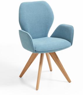Niehoff Sitzmöbel Colorado Trend-Line Design-Armlehnenstuhl Gestell Wildeiche - Webstoff Malea-R eisblau