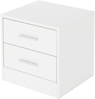 ML-Design Nachttisch weiß, 38x37x34 cm, mit 2 Schubladen, aus Spannplatte