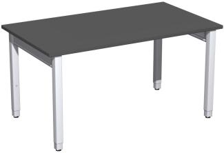 Schreibtisch '4 Fuß Pro Quadrat' höhenverstellbar, 140x80x68-86cm, Graphit / Silber