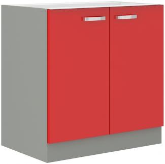 Küchen Unterschrank 80 Glanz Rot Grau Küchenzeile Küchenblock Küche Rose Bianca