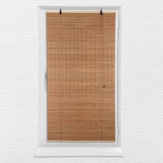 Bambusrollo Sichtschutz Sonnenschutz Fensterdekoration Typ1 Mittelbraun lichtdurchlässig Breite: 90cm Länge 160cm