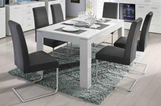 Esstisch Küchentisch Tisch Esszimmer ausziehbar 160-206x90cm weiß Hochglanz