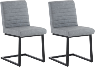 Merax 2er Set Esszimmerstühle, Gepolsterter Stuhl mit zickzackförmige Metallbeine, Moderner Lounge-Stuhl, Kunstleder, hellgrau