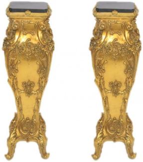 Casa Padrino Barock Marmor Säulen Set Gold / Schwarz - Marmor Säule (2 Stk)