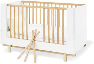 Pinolino 'Boks' Kombi-Kinderbett 70x130 cm, weiß/natur, 3-fach höhenverstellbar, Schlupfsprossen