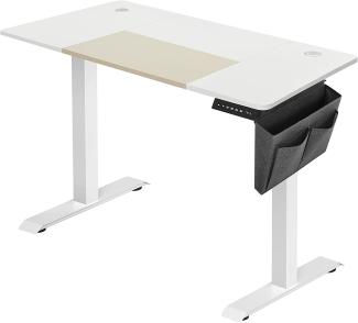 Songmics Höhenverstellbarer Schreibtisch, stufenlos verstellbar, gespleißte Platte, Memory-Funktion, Auffahrschutz, weiß, 60 x 120 x (72-120) cm