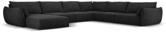 Micadoni 8-Sitzer Panorama Ecke rechts Sofa Kaelle | Bezug Black | Beinfarbe Black Plastic