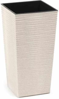 SIENA GARDEN Pflanzgefäß ECO Nizza, weiß, 25 x 25 x 46,5 cm Kunststoffgefäß mit Holzfaseranteil und Einsatz
