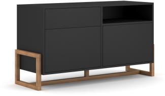 Domando Sideboard Anzio Skandinavisch für Wohnzimmer Breite 120cm, Push-to-open-System, Gestell aus Buche, Schwarz Matt
