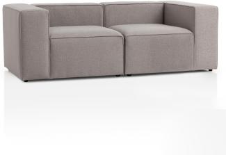 Traumnacht Genua Modular Sofa 2-Sitzer, individuell kombinierbare Wohnlandschaft bestehend aus Sitzelement mit Armteil Links und rechts - strapazierfähiges Möbelgewebe, hellgrau