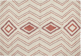 Teppich Baumwolle beige rosa 140 x 200 cm geometrisches Muster KASTAMONU