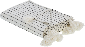 Decke Baumwolle cremeweiß mit Quasten 150 x 200 cm MODAR