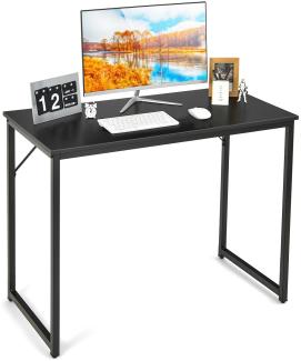 COSTWAY Schreibtisch Computertisch platzsparend 100x50x75cm Laptoptisch mit schwerem Metallrahmen für Büro & Arbeitszimmer modern schwarz