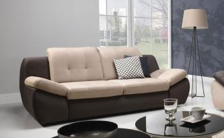 Sofa 2-Sitzer PEDRO Polyesterstoff Braun / Beige 175x84x113 cm
