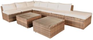 BRAST Gartenmöbel Lounge Sofa Couch Set Relax Braun Poly-Rattan für 6 Personen