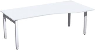 PC-Schreibtisch '4 Fuß Pro Quadrat' rechts höhenverstellbar, 200x100x68-86cm, Weiß / Silber