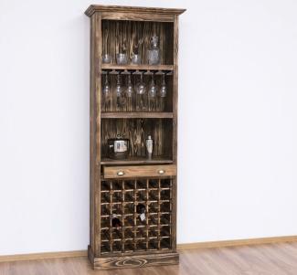 Rustikales Weinflaschenregal mit Gläserhalterung