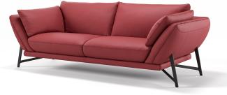 Sofanella 3-Sitzer ESTELLA Ledersofa italienisch Ledercouch in Rot M: 226 Breite x 99 Tiefe