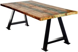 TABLES&Co Tisch 160x85 Altholz Bunt Metallgestell Schwarz
