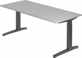 bümö® Design Schreibtisch XB-Serie höhenverstellbar, Tischplatte 200 x 100 cm in grau, Gestell in graphit