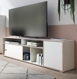 TV-Lowboard Jesper in weiß und Eiche 182 x 55 cm